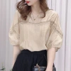 This Hong Kong-style retro lace patchwork half-sleeved chiffon shirt is a new French loose, slimming and versatile top trend for women in summer 2025 Application Scenario